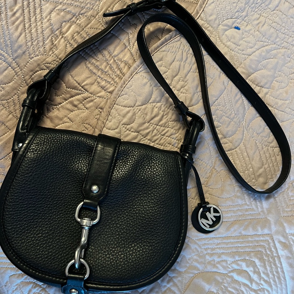 Michael Kors Black Pebbled Leather Crossbody Bag